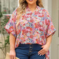 *APP EXCLUSIVE* Printed Notched Neck Half Sleeve Top
