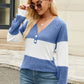 Colorblock Vneck Long Sleeve Top