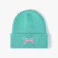 Embroidered Coquette Bow Knit Beanie