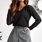 Bowknot Vneck Long Sleeve Blouse