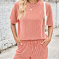 Ribbed Top and Drawstring Shorts Set