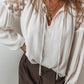 Lace Detail Tie Neck Long Sleeve Blouse
