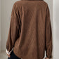 Perfee Pocketed Contrast Collared Neck Long Sleeve Shirt