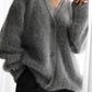 Fuzzy Button Long Sleeve Cardigan