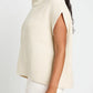 Slit Turtleneck Cap Sleeve Sweater