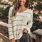 Striped Vneck Drop Shoulder Sweater