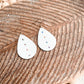 White Bling Faux Leather Teardrop Earrings