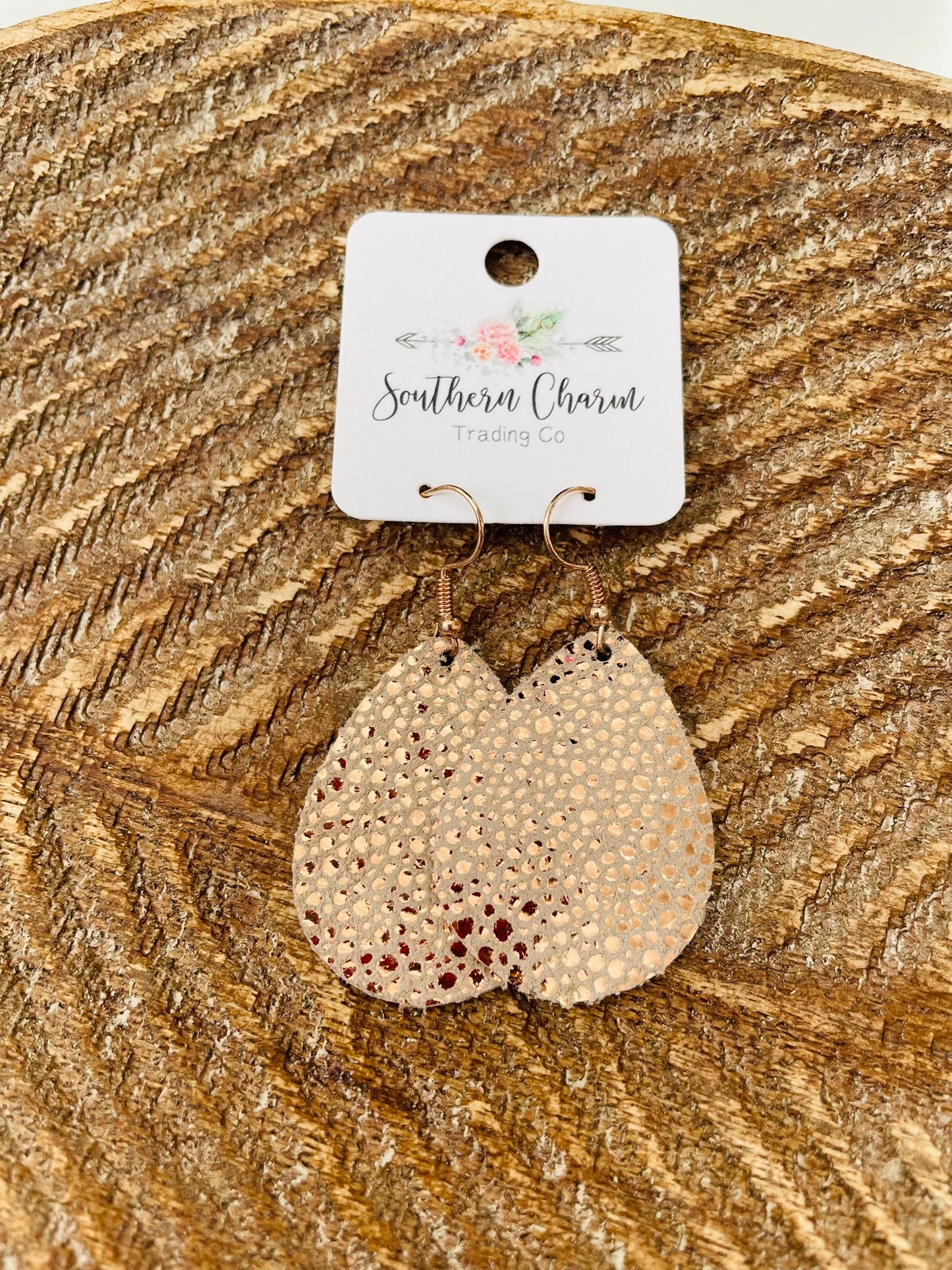 Rose Gold Faux Leather Earrings