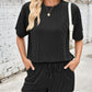 Ribbed Top and Drawstring Shorts Set