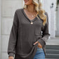 Exposed Seam Vneck Long Sleeve T-Shirt