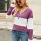 Colorblock Vneck Long Sleeve Top