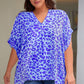 *APP EXCLUSIVE* Printed Notched Neck Half Sleeve Top