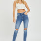 Risen Knee Distressed Skinny Jeans