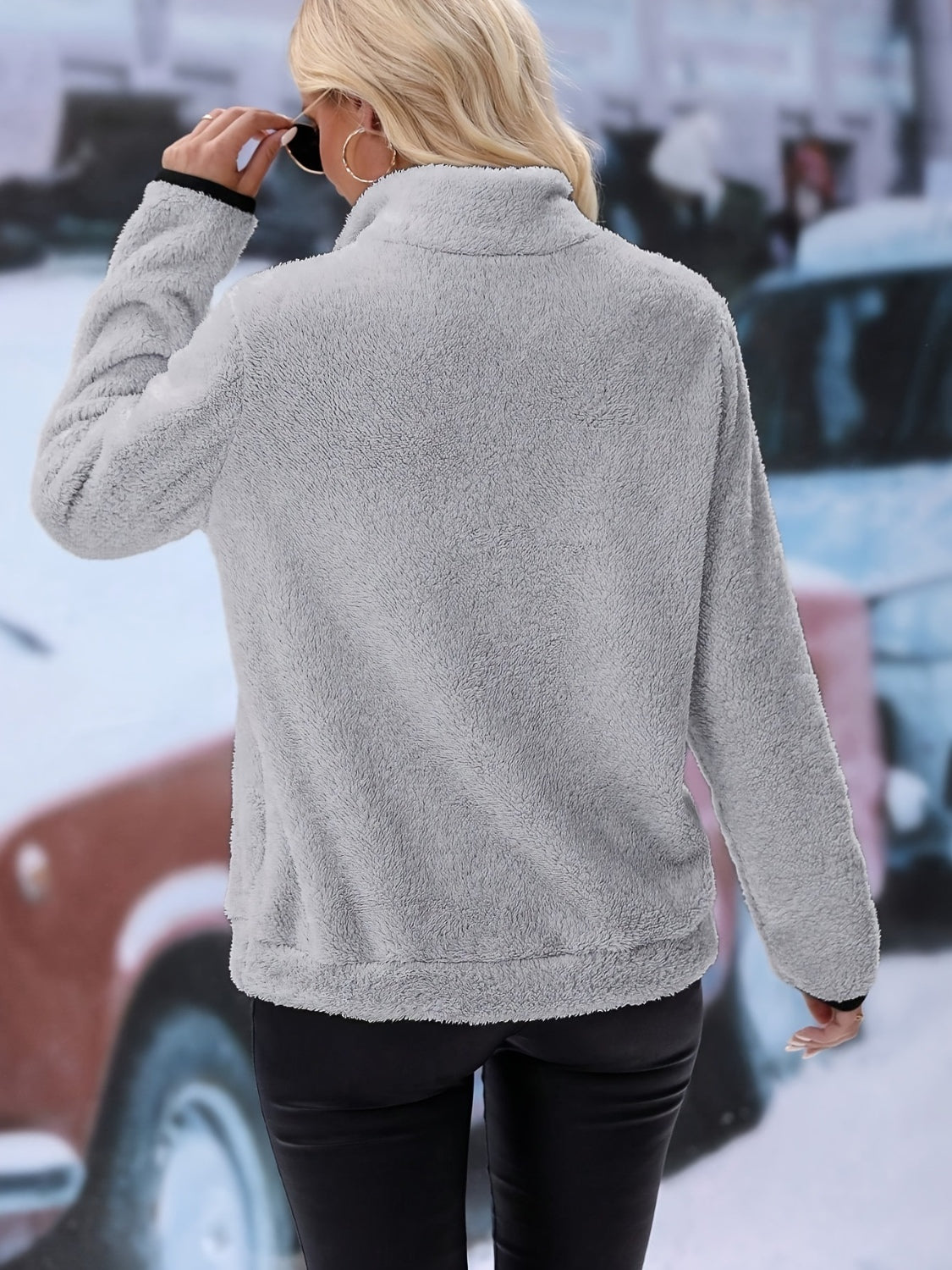 Half Zip Long Sleeve Fleece Lined Sweatshirt