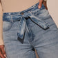 Tied Wide Leg Jeans with Pockets