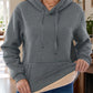 Drawstring Long Sleeve Hoodie with Fleece Lining