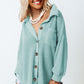 Waffle-Knit Collared Neck Long Sleeve Shirt