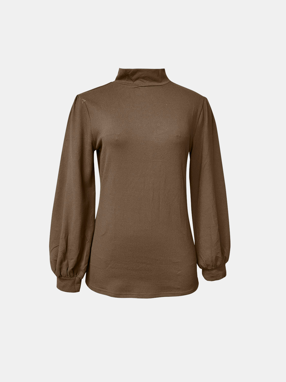 Turtleneck Button Long Sleeve Blouse