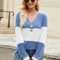 Colorblock Vneck Long Sleeve Top