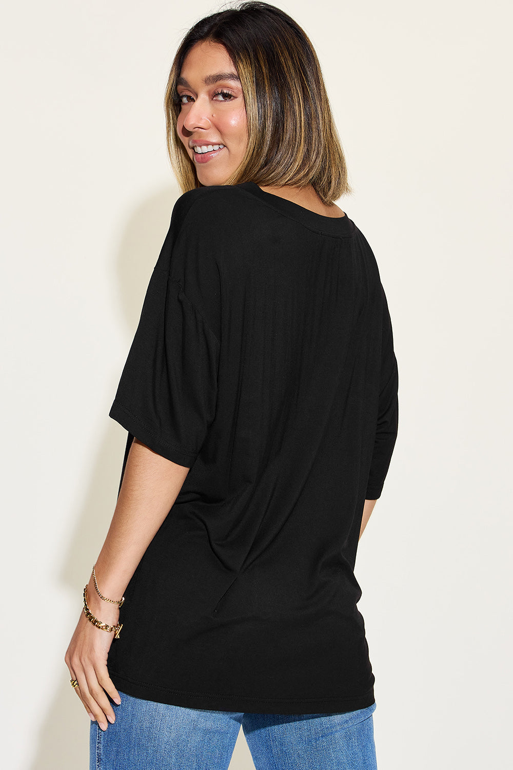 Bamboo Vneck Drop Shoulder Tshirt