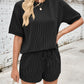 Ribbed Top and Drawstring Shorts Set