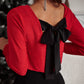 Bowknot Vneck Long Sleeve Blouse