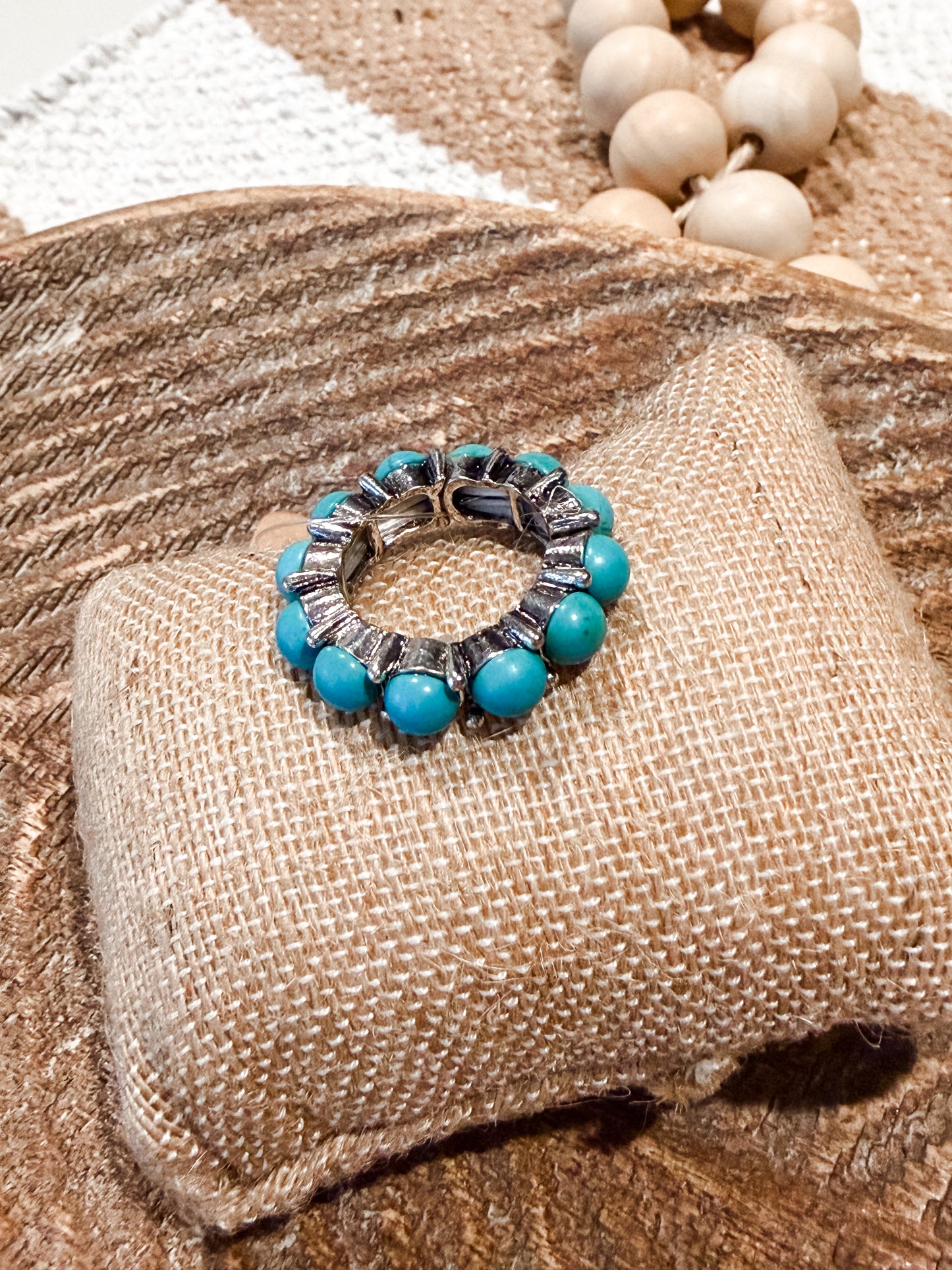 Turquoise Beaded Adjustable Ring