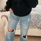 Distressed Straight Leg Jeans