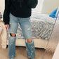 Distressed Straight Leg Jeans