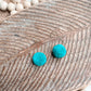 Teal Pom Pom Hoop Earrings