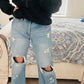 Distressed Straight Leg Jeans