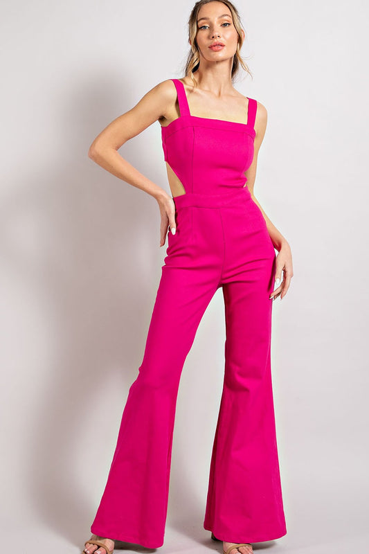 Pink Denim Cutout Romper