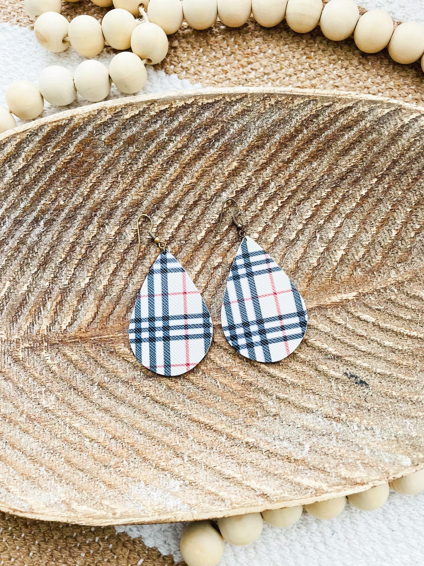 Plaid Teardrop Earrings