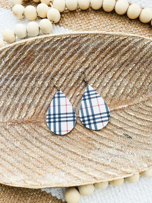 Plaid Teardrop Earrings