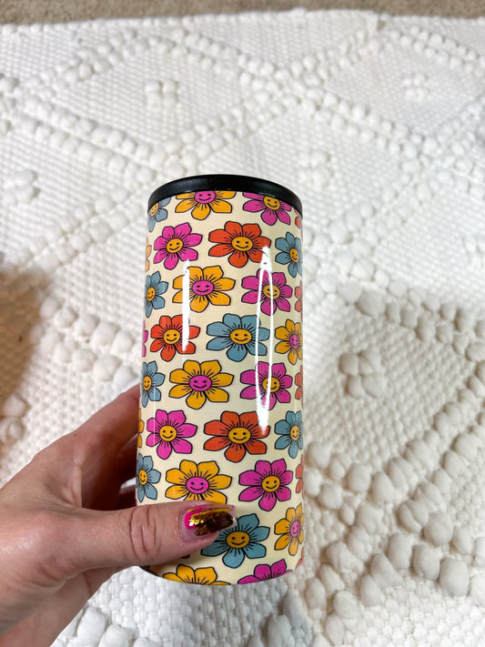 Flower Smiley Slim Can Cooler