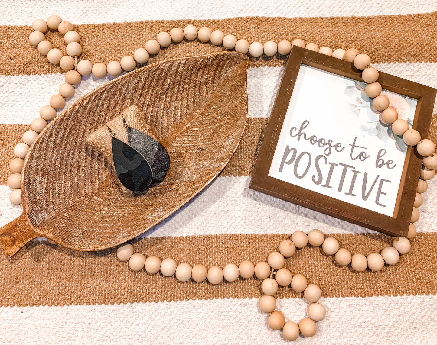 Camo Teardrop Faux Leather Earrings