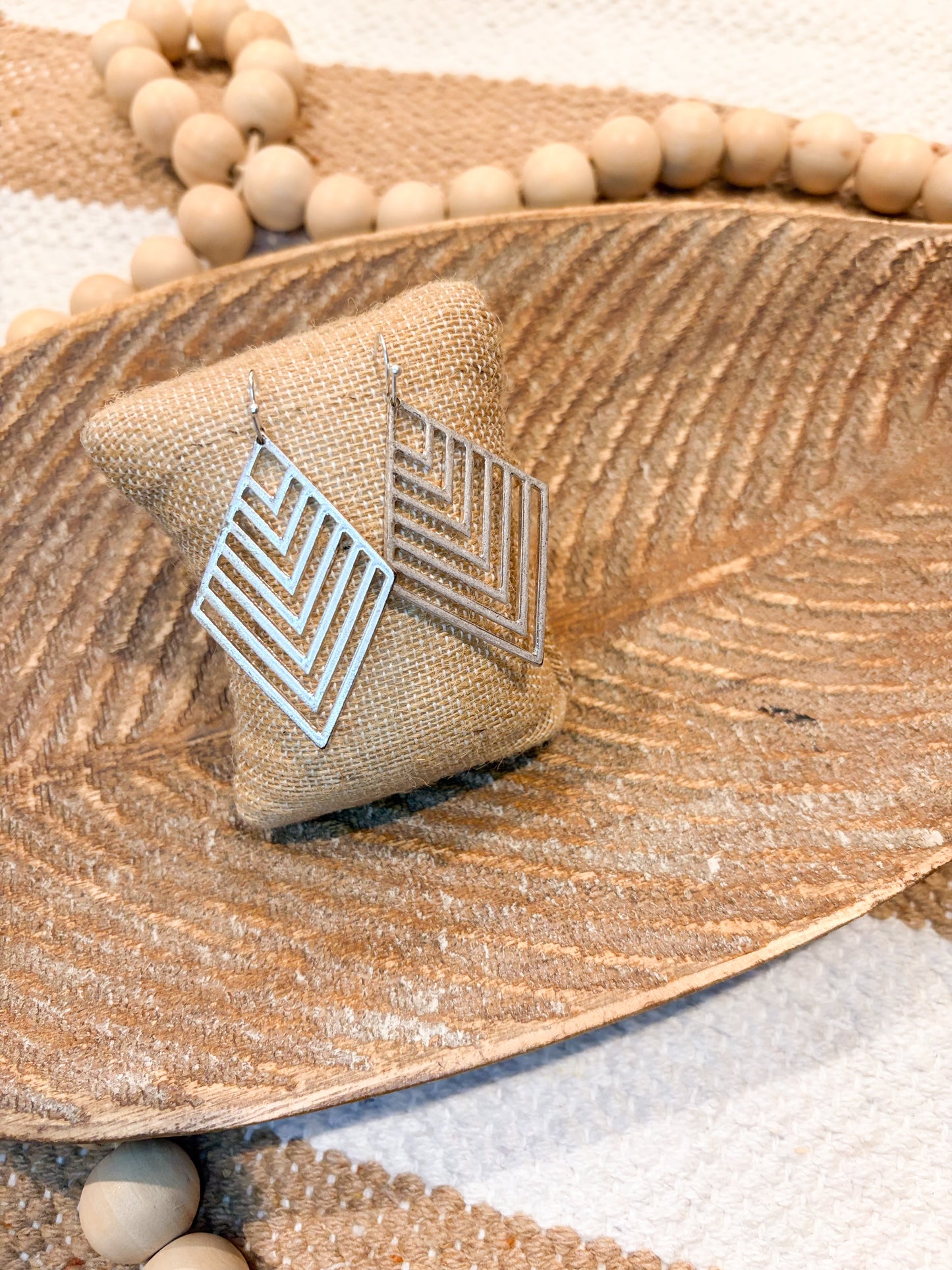 Cutout Diamond Shaped Chevron Earrings