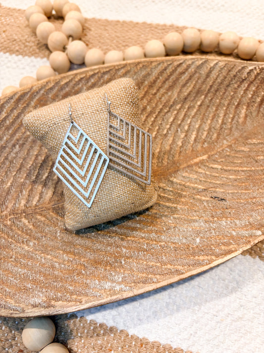 Cutout Diamond Shaped Chevron Earrings