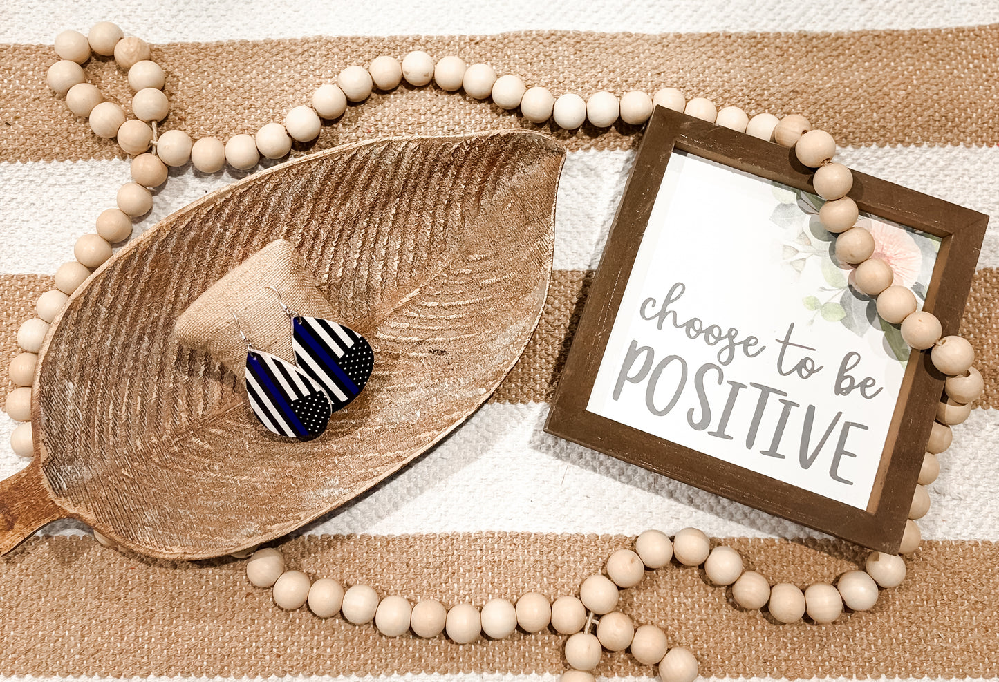 Thin Blue Line Teardrop Earrings