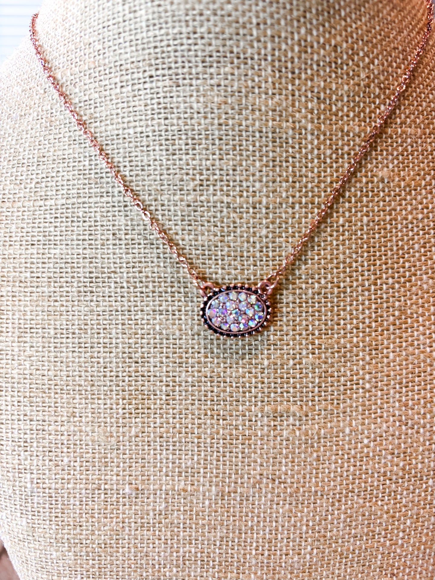 Coppertone Rhinestone Necklace and Earring Set