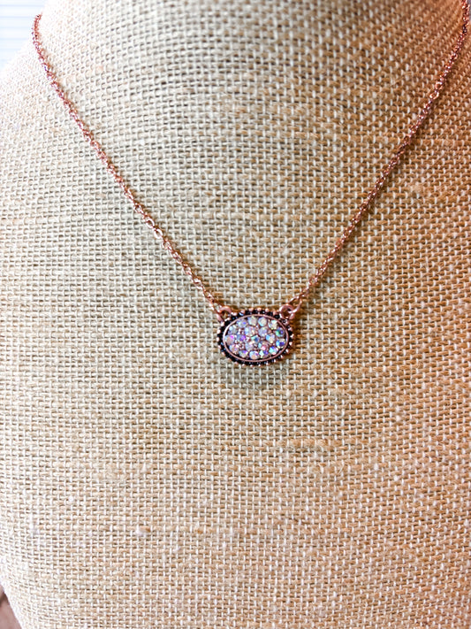 Coppertone Rhinestone Necklace and Earring Set