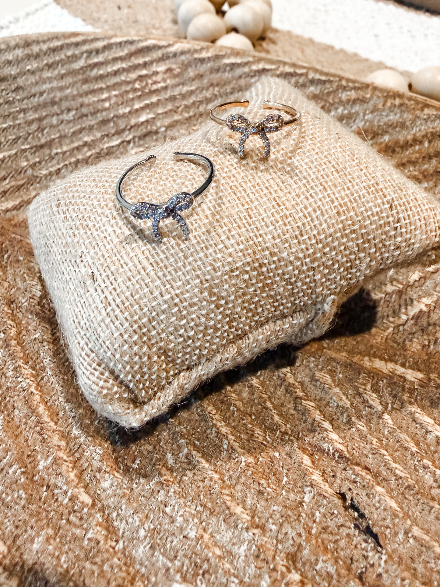 Bow Rhinstone Adjustable Ring
