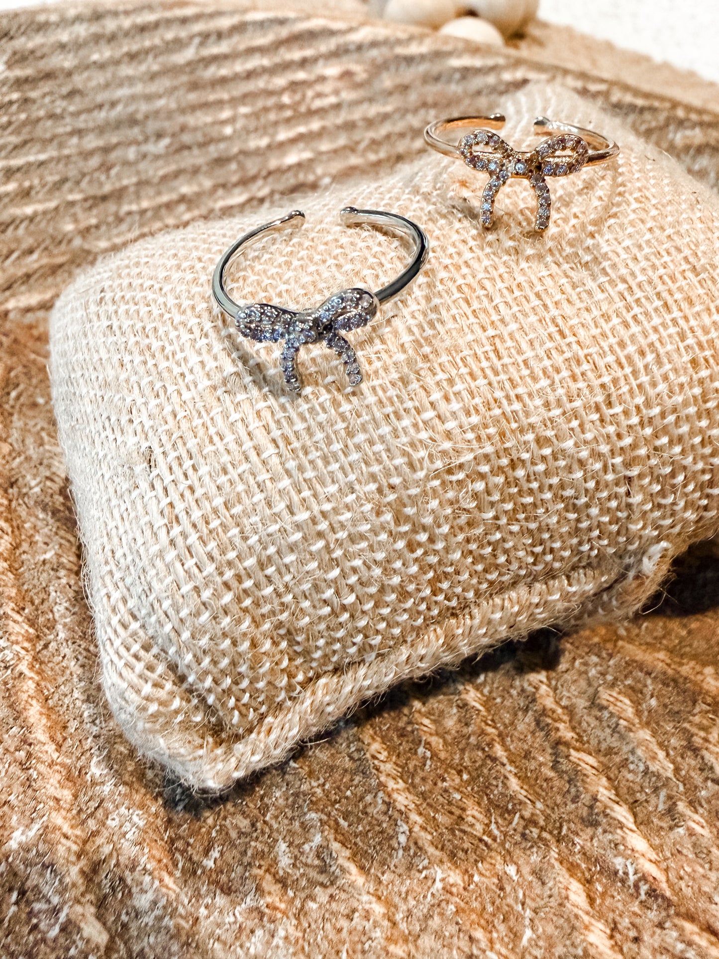 Bow Rhinstone Adjustable Ring