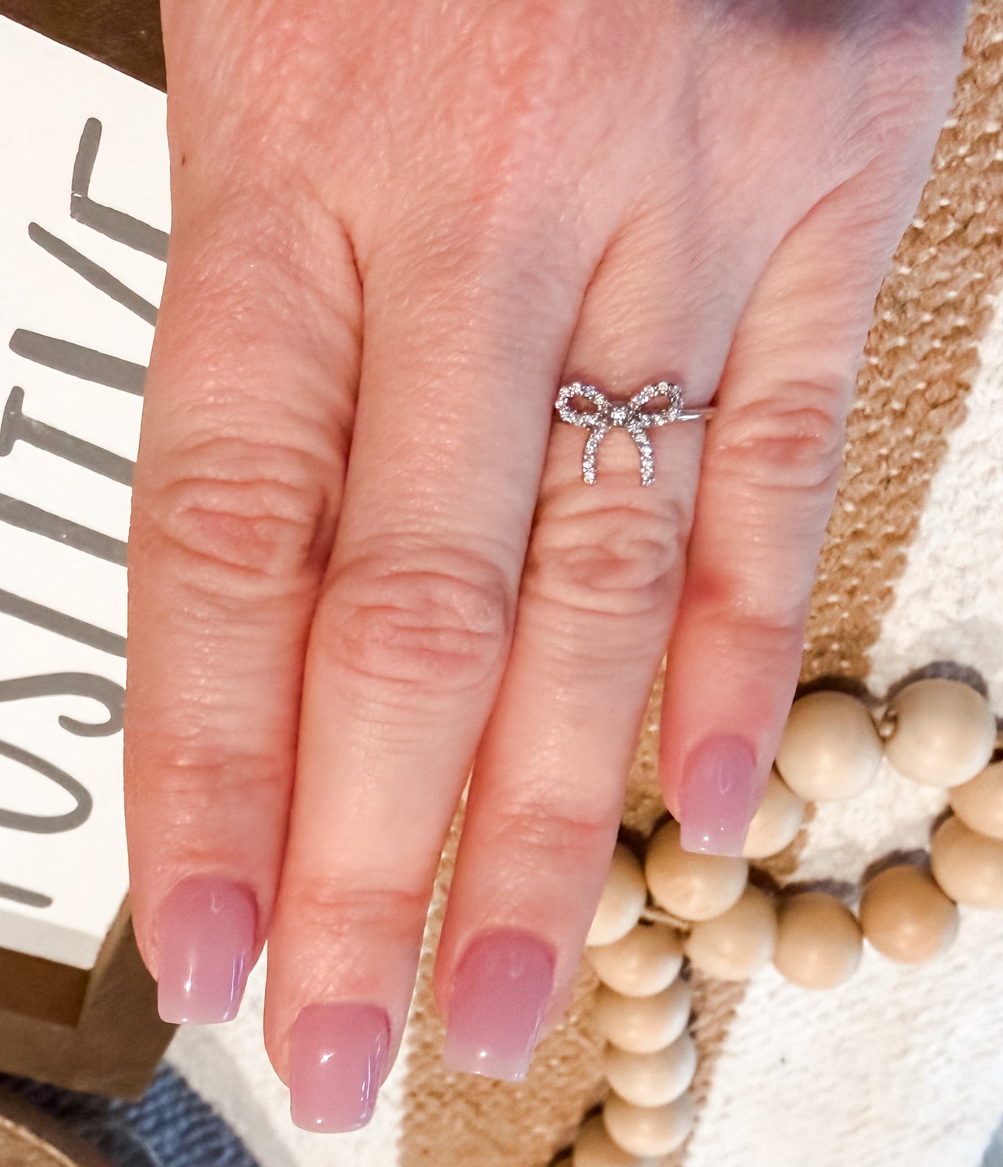Bow Rhinstone Adjustable Ring