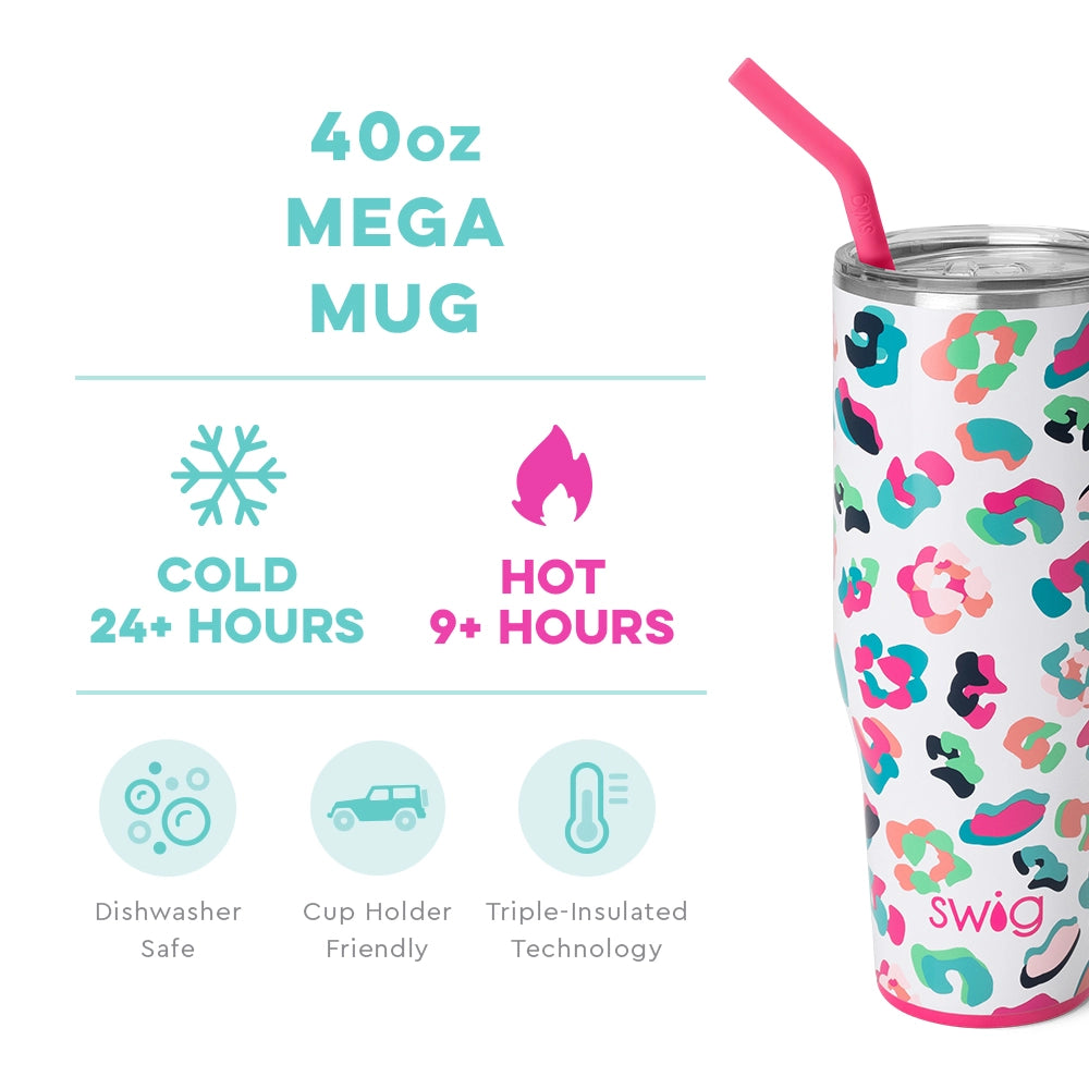 Multi Rainbow Leopard SWIG Mega Tumbler