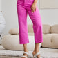 Pink Cropped Tummy Control High Waist Raw Hem Jeans
