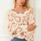 Distressed Trim Leopard Vneck Sweater