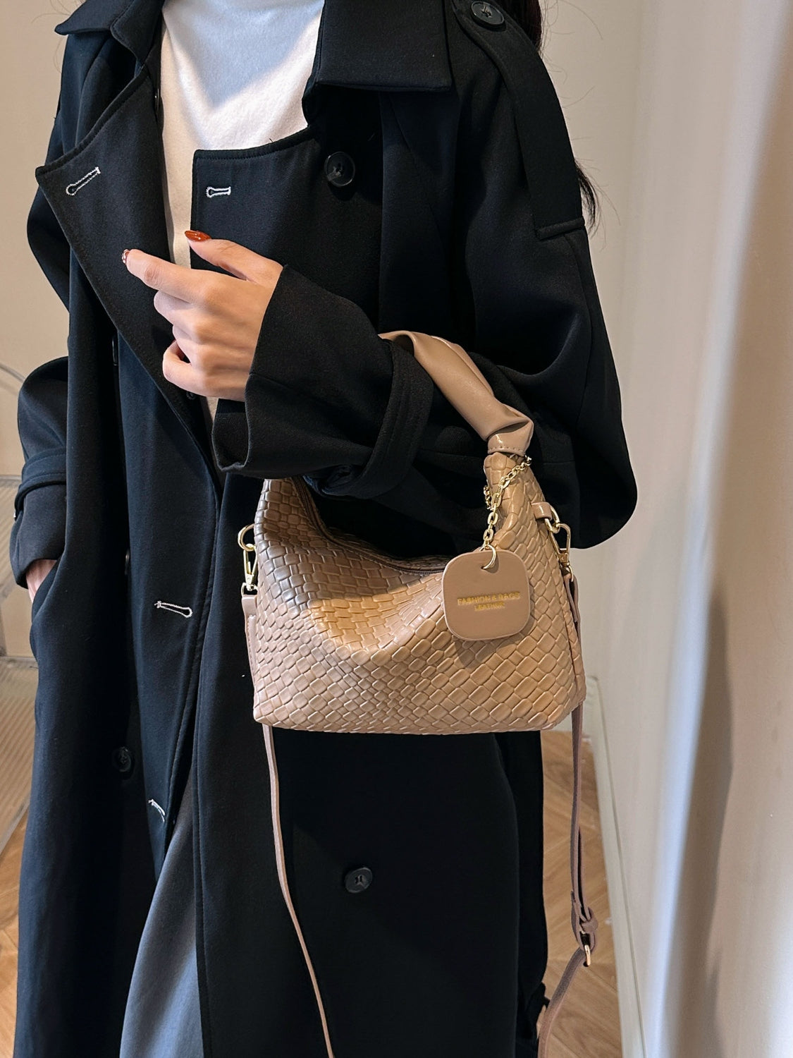 Faux Leather Woven Purse