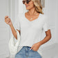 Ruched V-Neck Short Sleeve T-Shirt