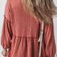Vneck Babydoll Long Sleeve Blouse